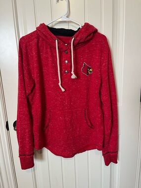 Colosseum Red Hooded Sweatshirt with White Drawstrings